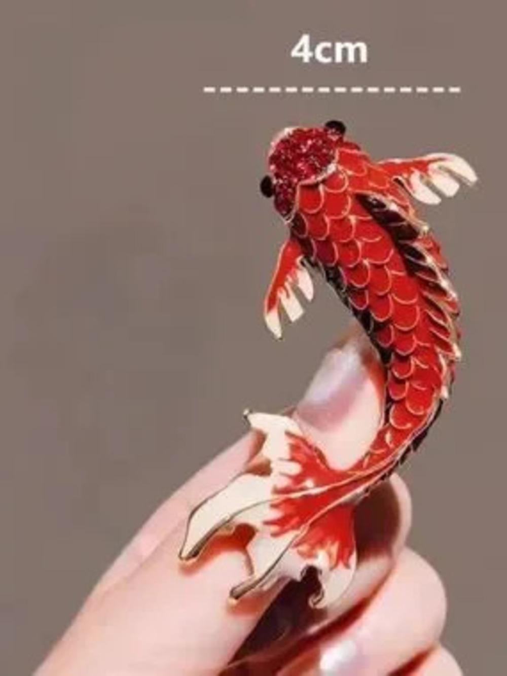 Elegant Red and Gold Koi Fish Brooch - Picture 4 of 4